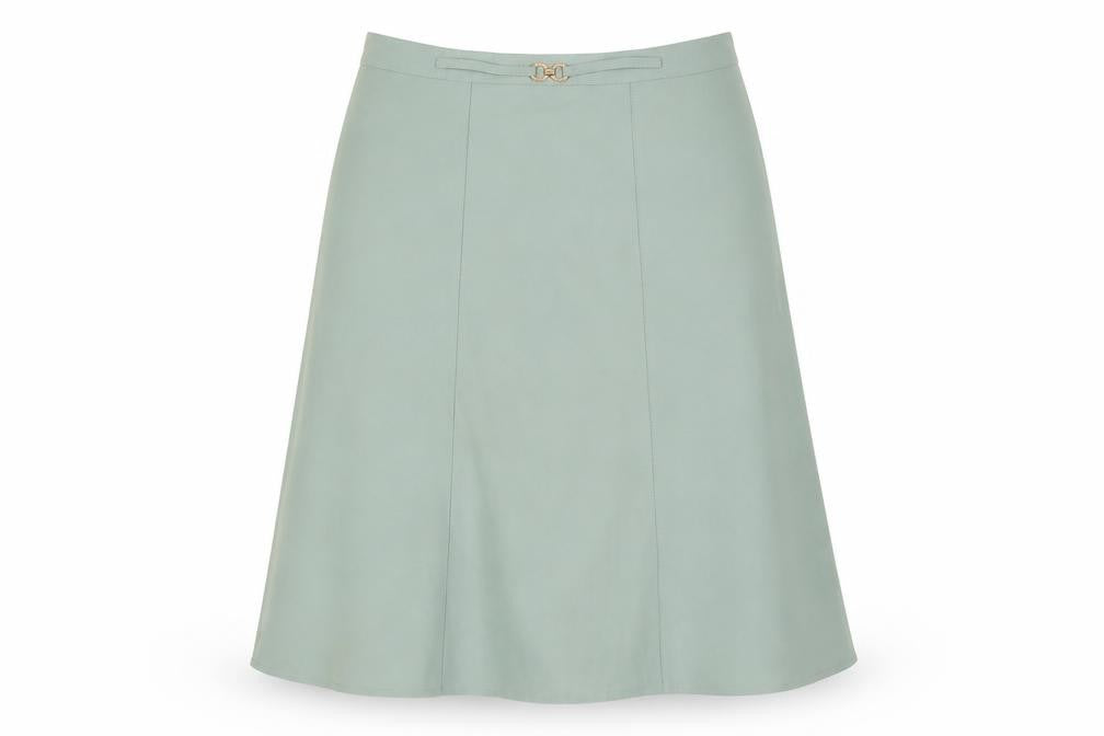 Damart Women's Green A-Line Skirt with Buckle, Size 12