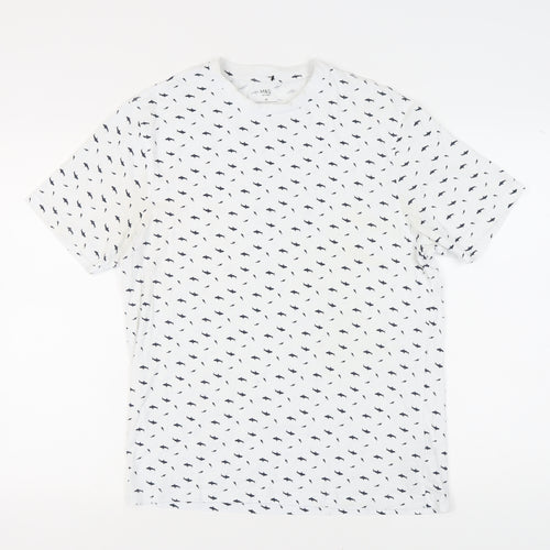 Marks and Spencer Men's White Animal Print T-Shirt, M