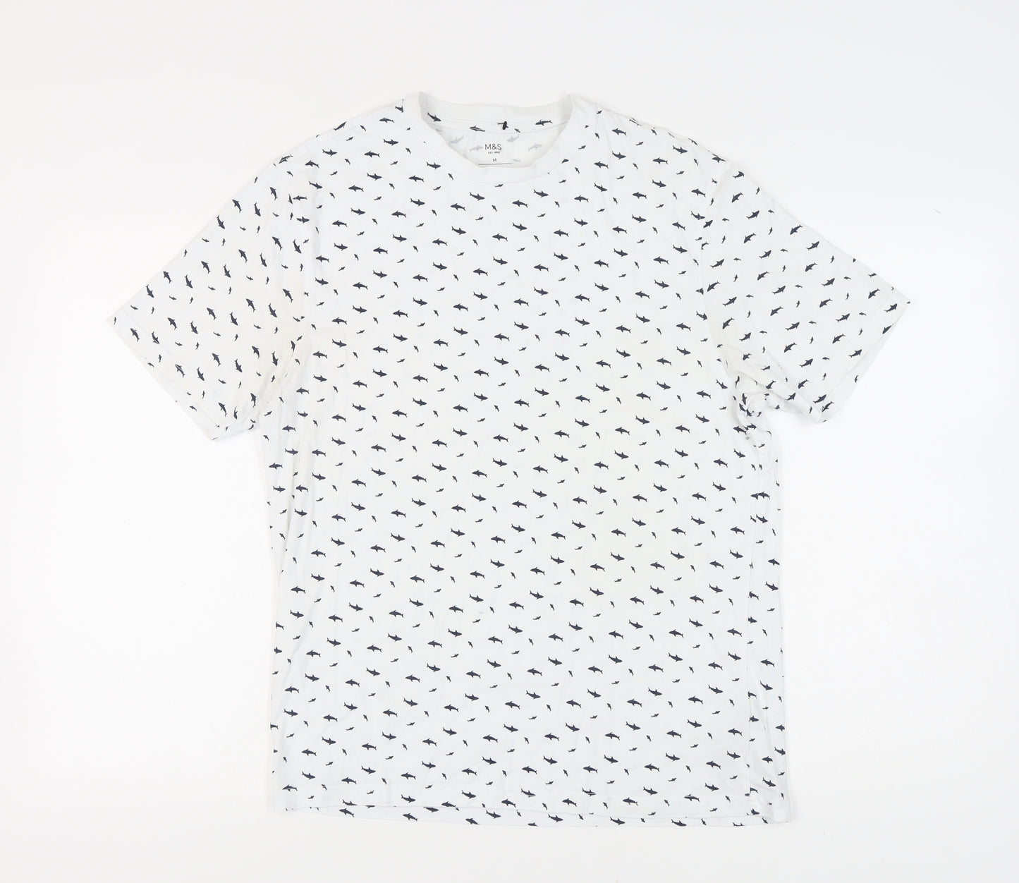 Marks and Spencer Men's White Animal Print T-Shirt, M