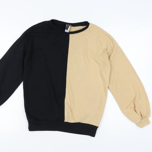 South Beach Women's Black Beige Colourblock Sweatshirt Size 8