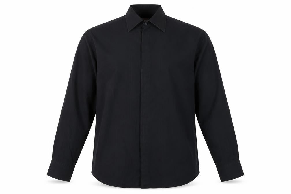 Front view of John Lewis Men's Black Long Sleeve Shirt 16.5