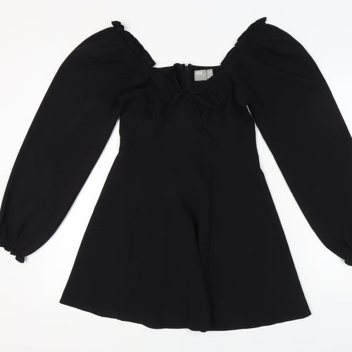 ASOS Women's Black A-Line Off Shoulder Dress Size 8