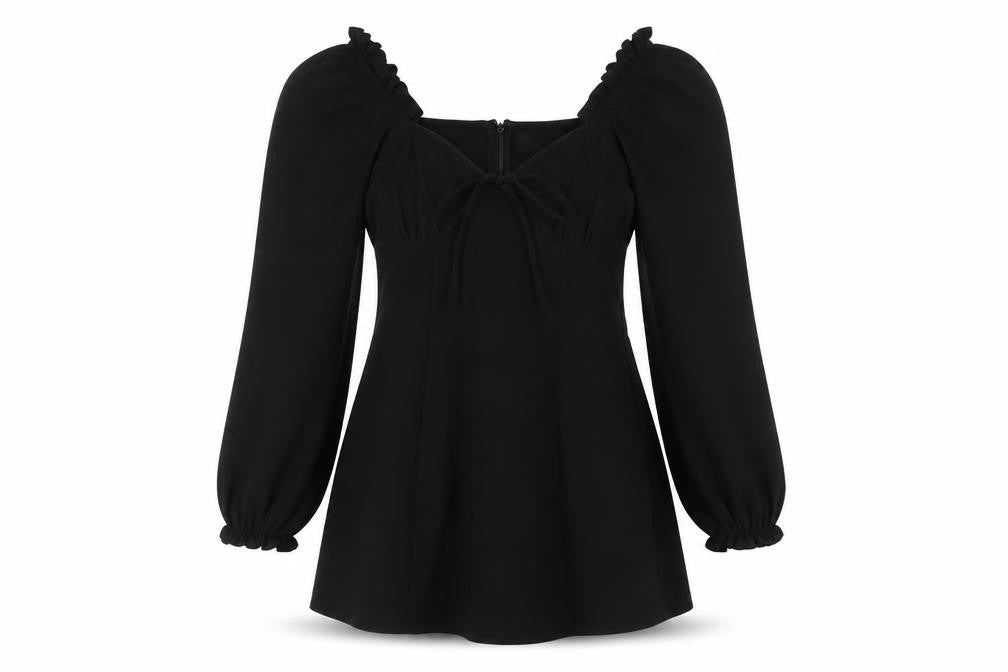 Front view of ASOS Women's Black A-Line Off Shoulder Dress, size 8