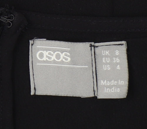 ASOS Women's Black A-Line Off Shoulder Dress Size 8