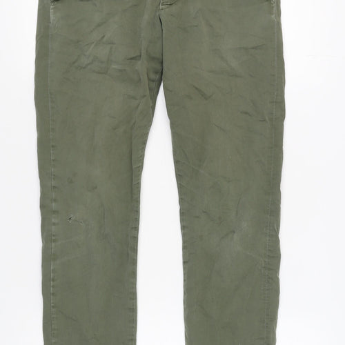Asket Men's Green Slim Chino Trousers Size 31