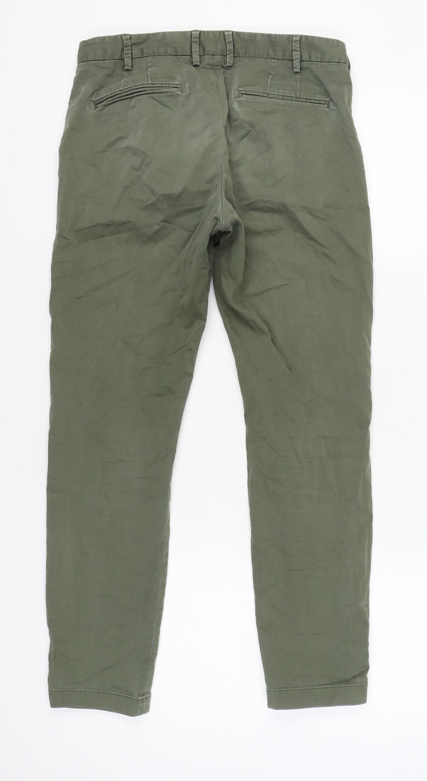 Asket Men's Green Slim Chino Trousers Size 31