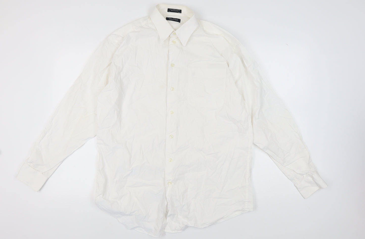 Nautica Men's White Long Sleeve Button-Up Shirt