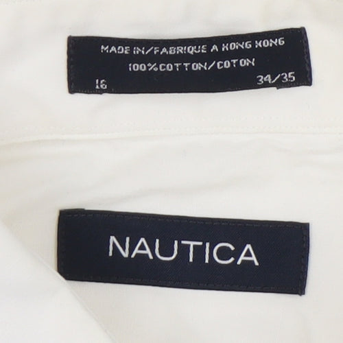 Nautica Men's White Long Sleeve Button-Up Shirt