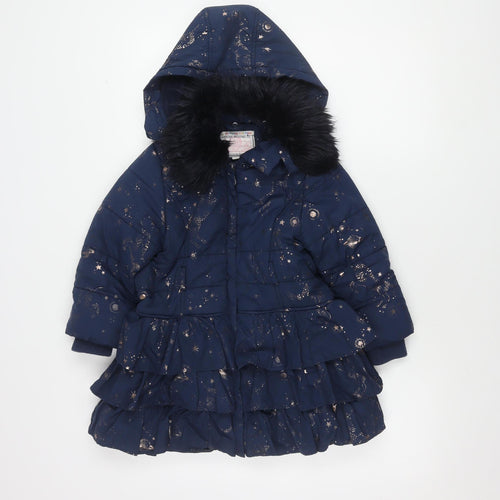 Octavia Clothier Girls Blue Celestial Puffer Jacket 5-6Y