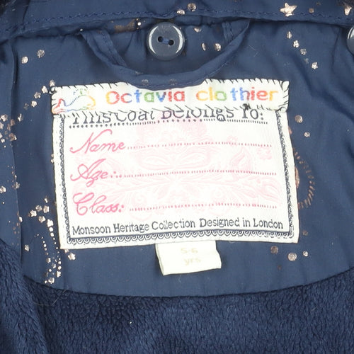 Octavia Clothier Girls Blue Celestial Puffer Jacket 5-6Y