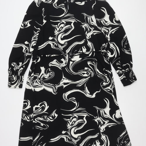 Marks and Spencer Women's Black Geometric Dress, Size 14