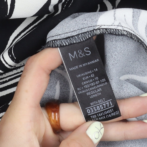 Marks and Spencer Women's Black Geometric Dress, Size 14