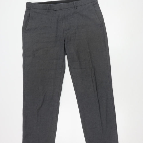 Marks and Spencer Men's Blue Regular Fit Trousers