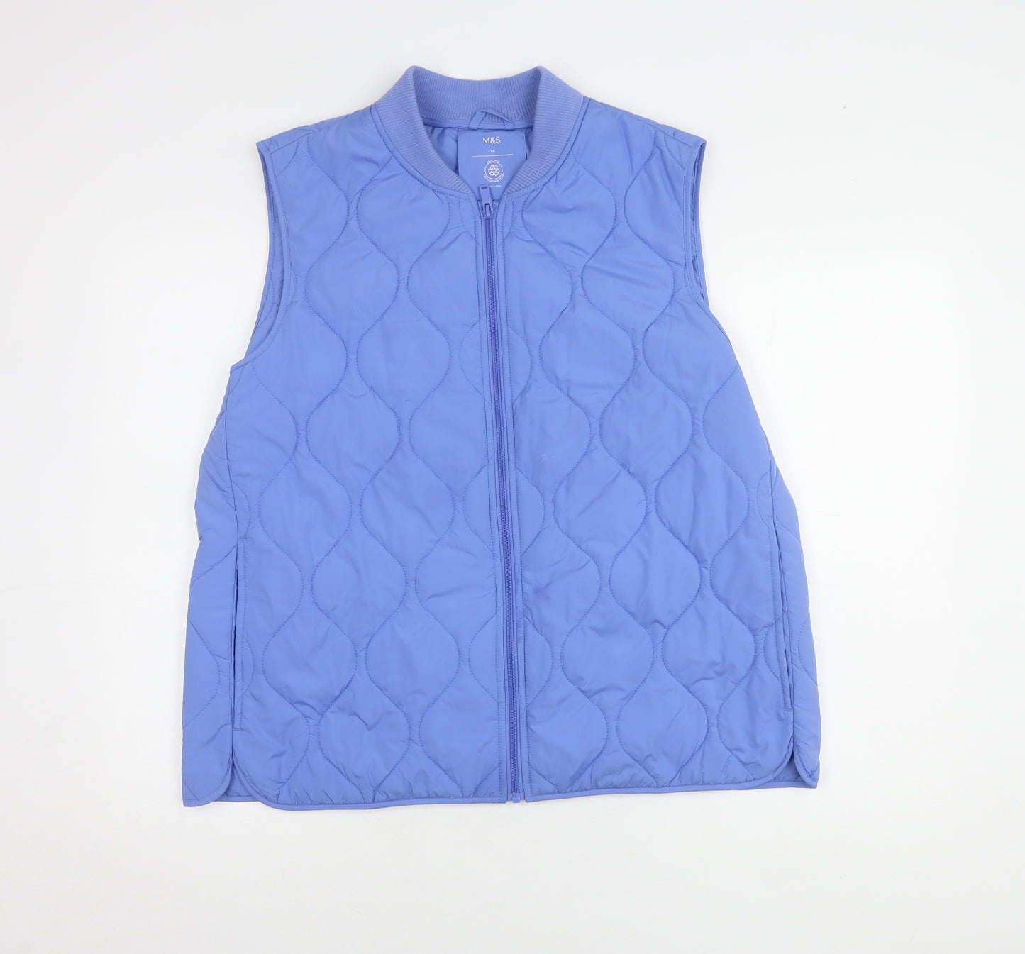 Marks and Spencer Women's Blue Quilted Waistcoat Size 16
