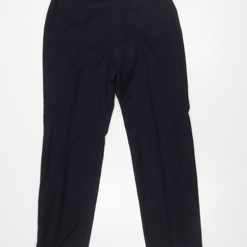 Marks and Spencer Men's Blue Regular Fit Trousers