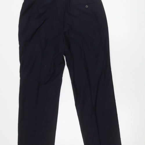 Marks and Spencer Men's Blue Regular Fit Trousers