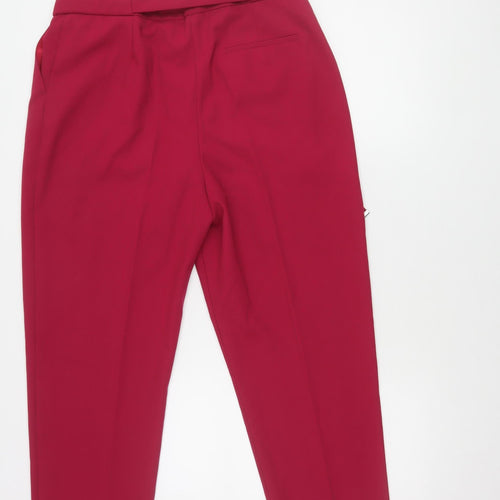 Lipsy Women's Red Belted Tapered Trousers Size 14