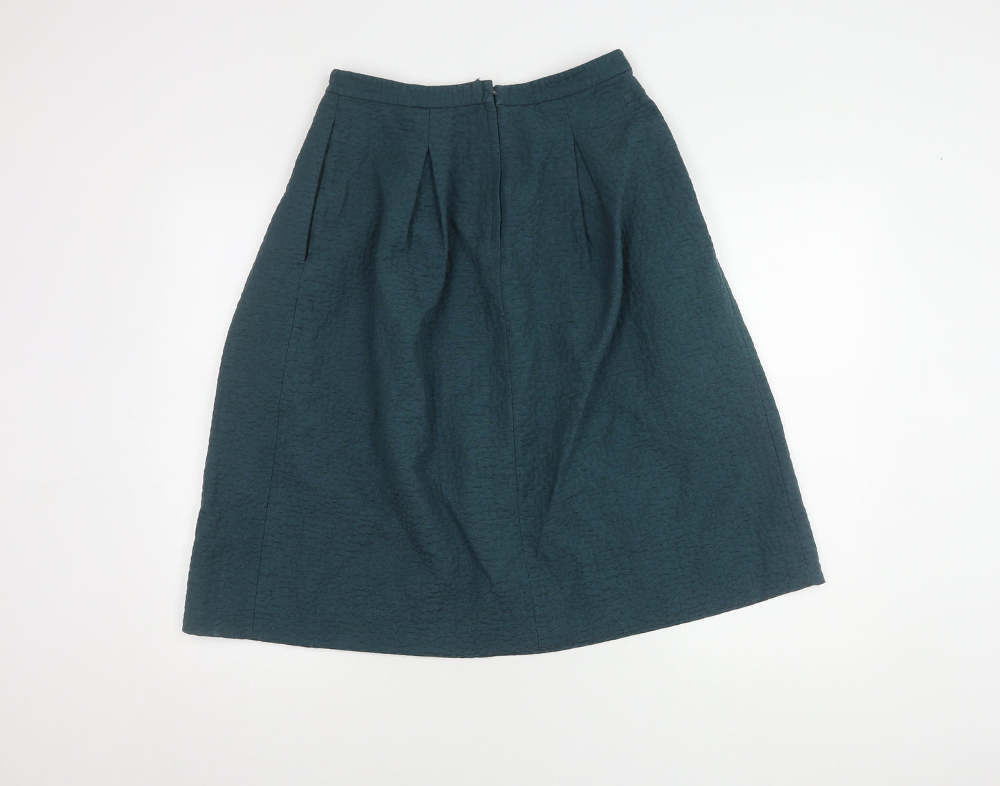 H&M Women's Blue Pleated Skirt Size 10 Cotton Blend