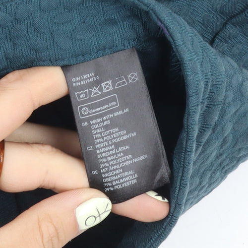 H&M Women's Blue Pleated Skirt Size 10 Cotton Blend