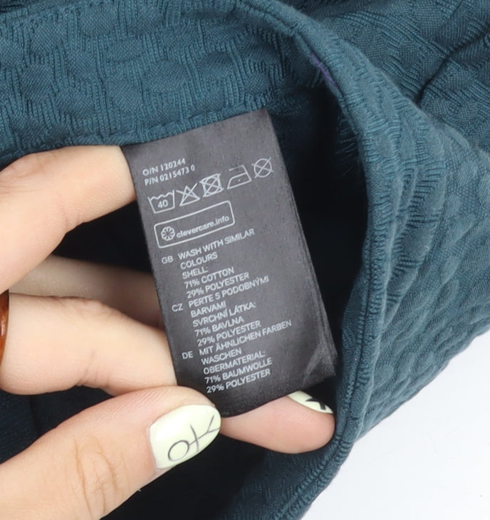 H&M Women's Blue Pleated Skirt Size 10 Cotton Blend