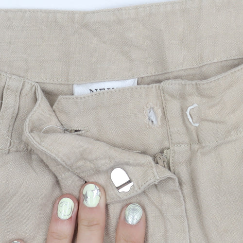 Next Women's Beige Linen Trousers Size 18 Regular Fit