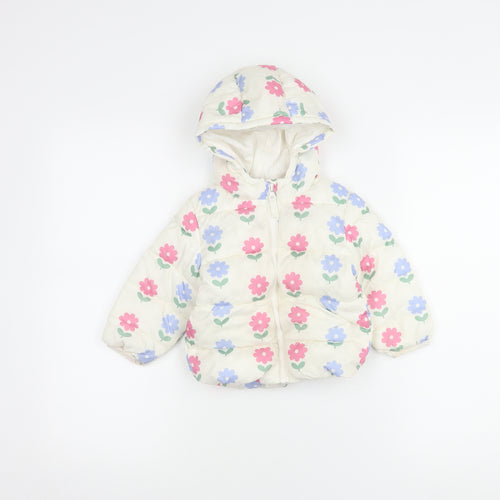 Marks and Spencer Girls Multicoloured Puffer Jacket 2XS with Hood