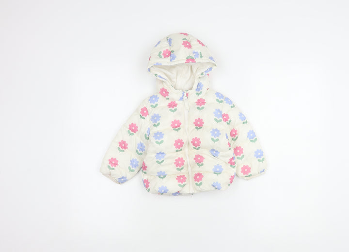 Marks and Spencer Girls Multicoloured Puffer Jacket 2XS with Hood
