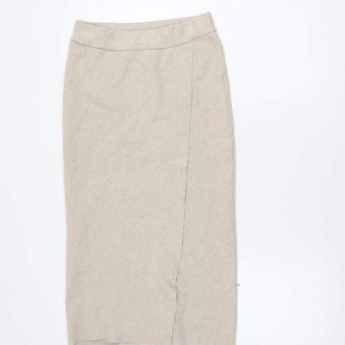VILA Women's Beige Midi Wrap Skirt Size S