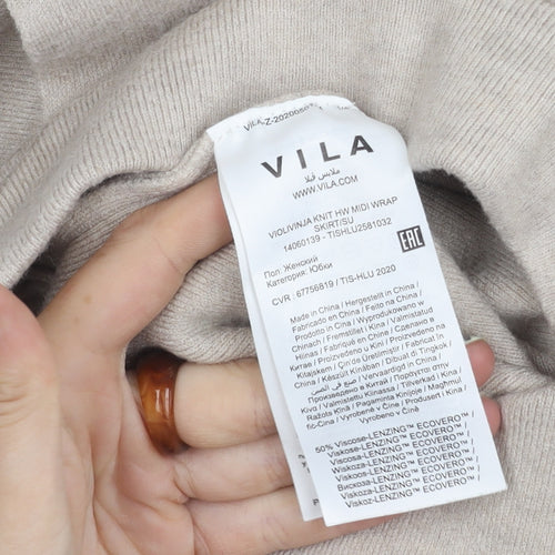 VILA Women's Beige Midi Wrap Skirt Size S