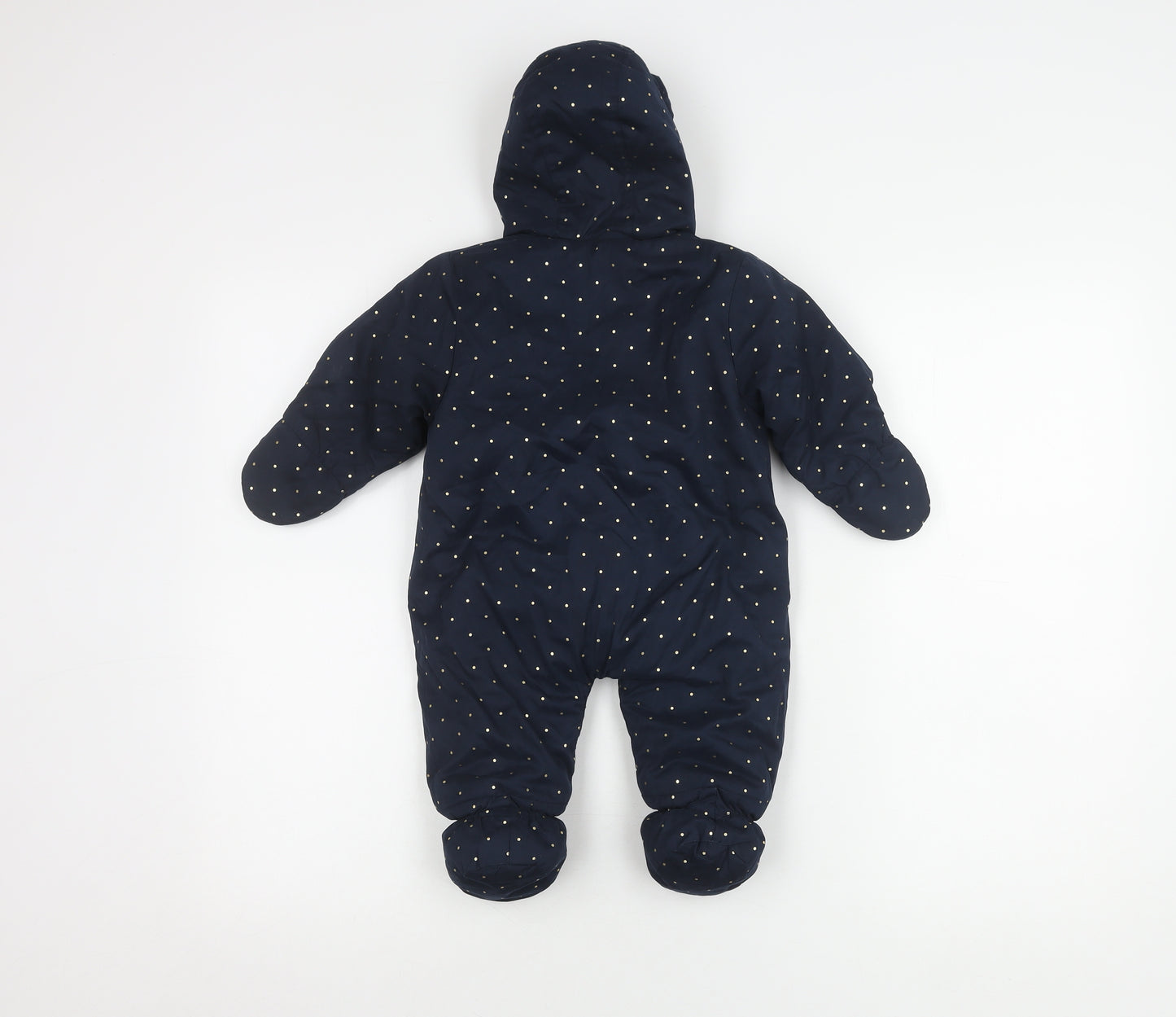 Kiabi Blue Unisex Baby Snowsuit, 0-3 Months, Polka Dot Pattern