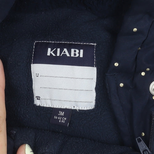 Kiabi Blue Unisex Baby Snowsuit, 0-3 Months, Polka Dot Pattern