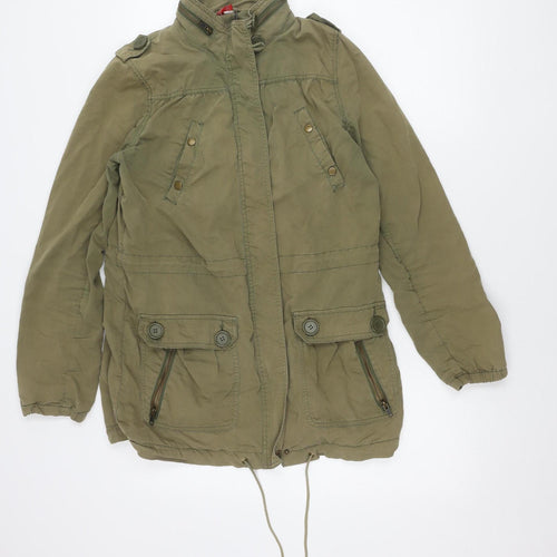 H&M Men's Green Military Jacket, Size 38, Hooded