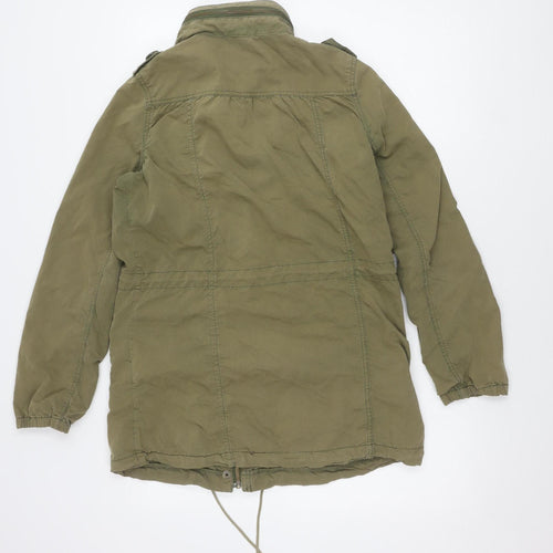 H&M Men's Green Military Jacket, Size 38, Hooded