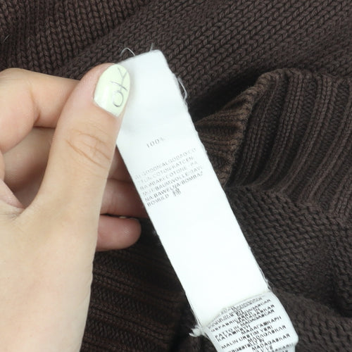 Zara Men's Brown XL V-Neck Cotton Pullover Jumper