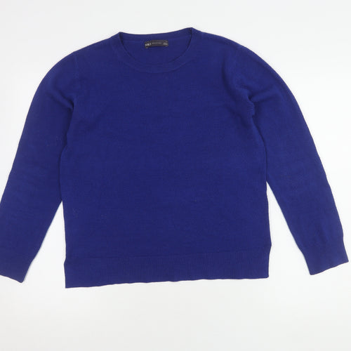 M&S Women's Blue Crew Neck Pullover Jumper Size 12