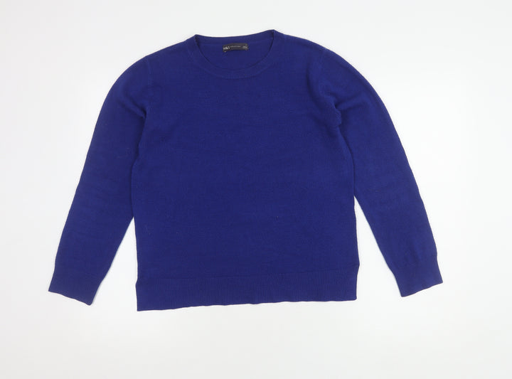 M&S Women's Blue Crew Neck Pullover Jumper Size 12