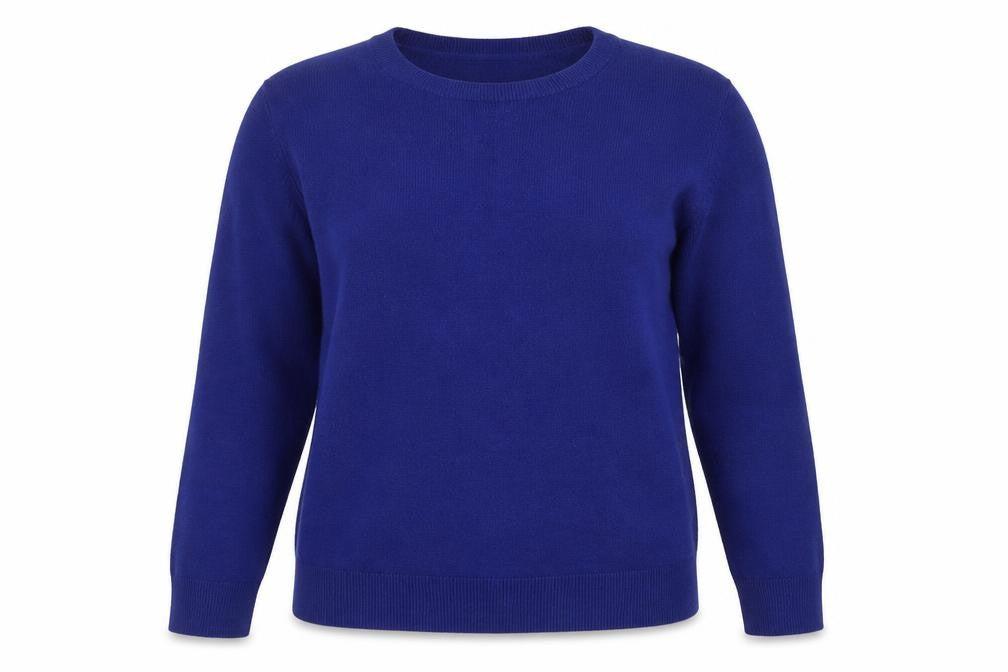 Front view of Marks & Spencer Women's Blue Crew Neck jumper, size 12