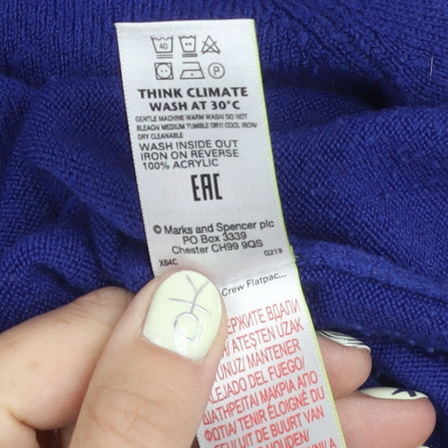 M&S Women's Blue Crew Neck Pullover Jumper Size 12