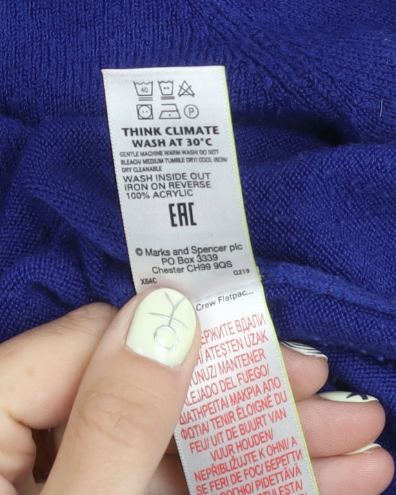 M&S Women's Blue Crew Neck Pullover Jumper Size 12