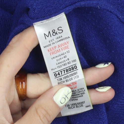 M&S Women's Blue Crew Neck Pullover Jumper Size 12
