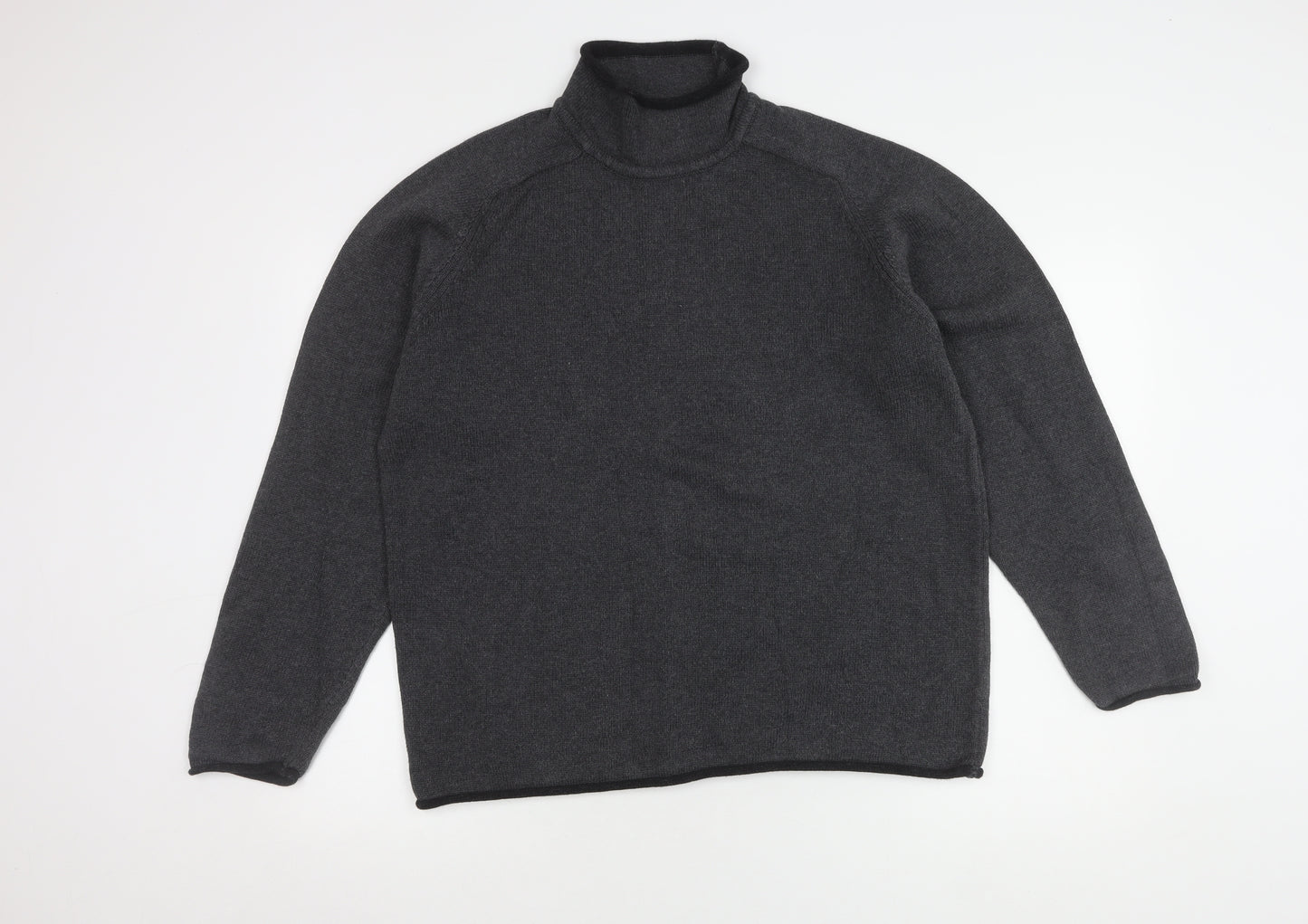 Next Men's Large Grey Cotton Jumper, High Neck