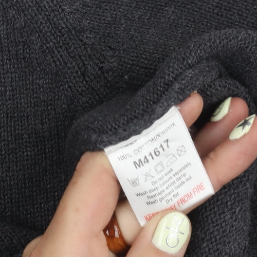 Next Men's Large Grey Cotton Jumper, High Neck