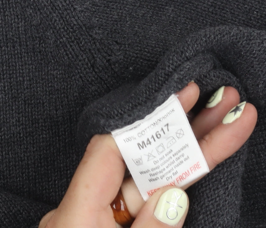 Next Men's Large Grey Cotton Jumper, High Neck