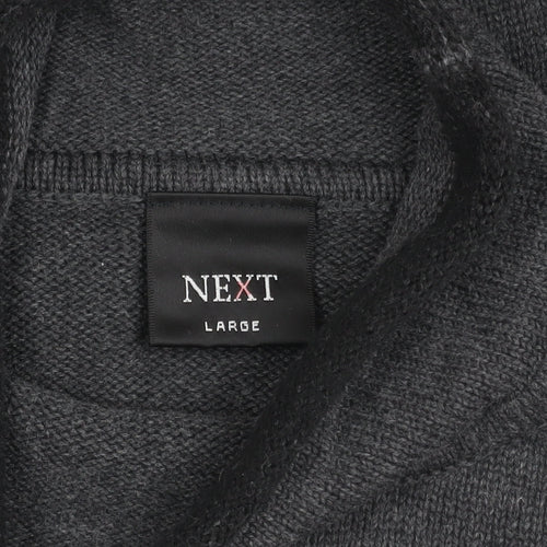 Next Men's Large Grey Cotton Jumper, High Neck