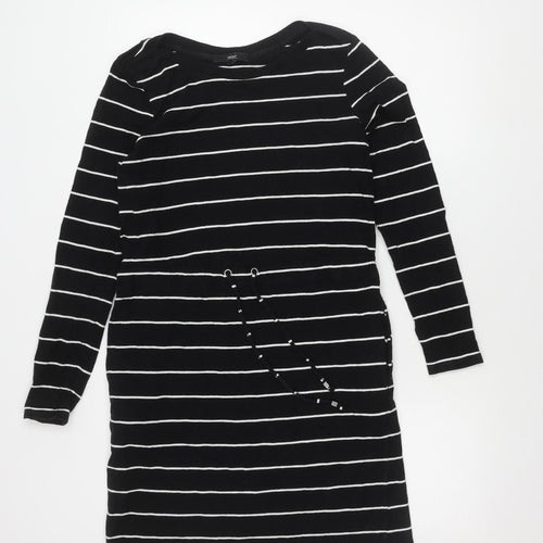 Next Women's Black Striped Cotton Dress Size 10