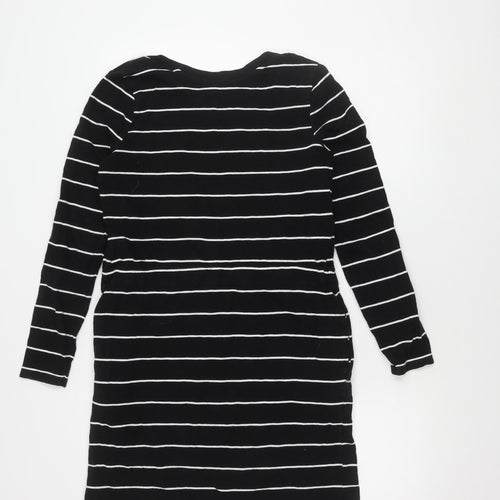 Next Women's Black Striped Cotton Dress Size 10