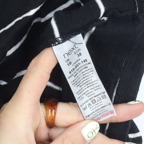 Next Women's Black Striped Cotton Dress Size 10