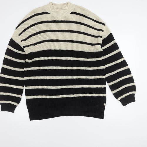 Monki Women's Black Striped Pullover Jumper, Size S