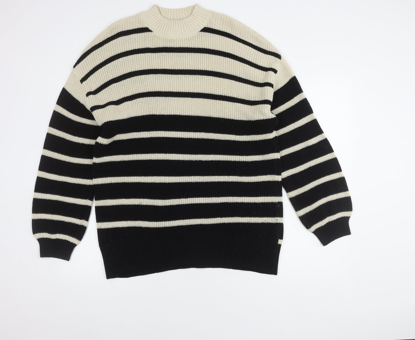 Monki Women's Black Striped Pullover Jumper, Size S