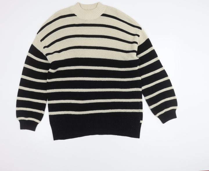 Monki Women's Black Striped Pullover Jumper, Size S